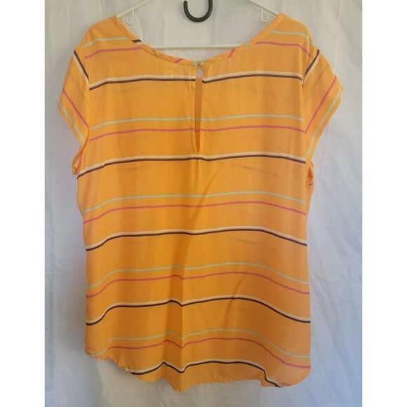 Stylus Women's Short Sleeve Striped Blouse Top Tangerine/Light Orange Size XL - Picture 2 of 6